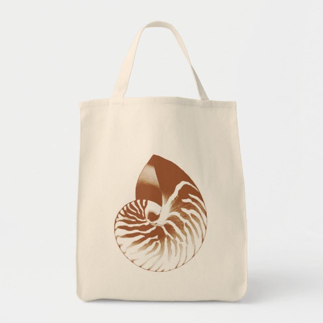 Nautilus shell - cocoa brown and white tote bag (Front)