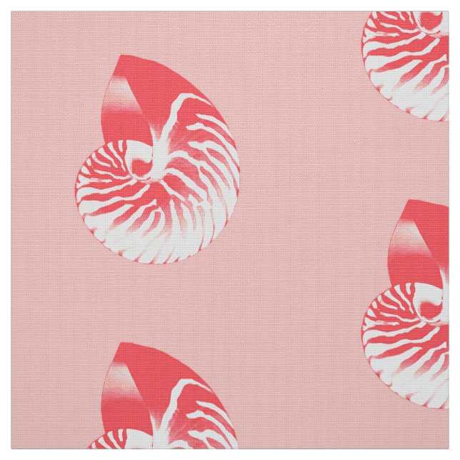 Nautilus Shell - coral pink and white Fabric (Swatch)