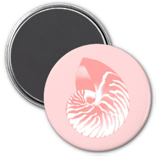 Nautilus shell - coral pink and white magnet