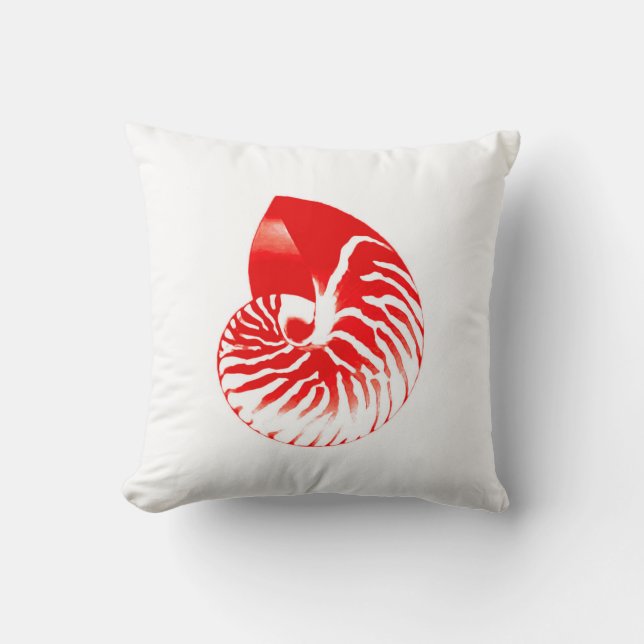 Nautilus shell - dark red and white cushion (Front)