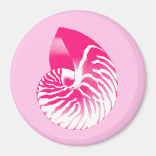 Nautilus shell - fuchsia pink and white magnet