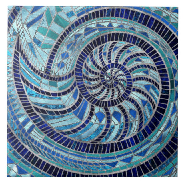 Nautilus Shell mosaic art Ceramic Tile (Front)