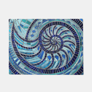Nautilus Shell mosaic art Doormat