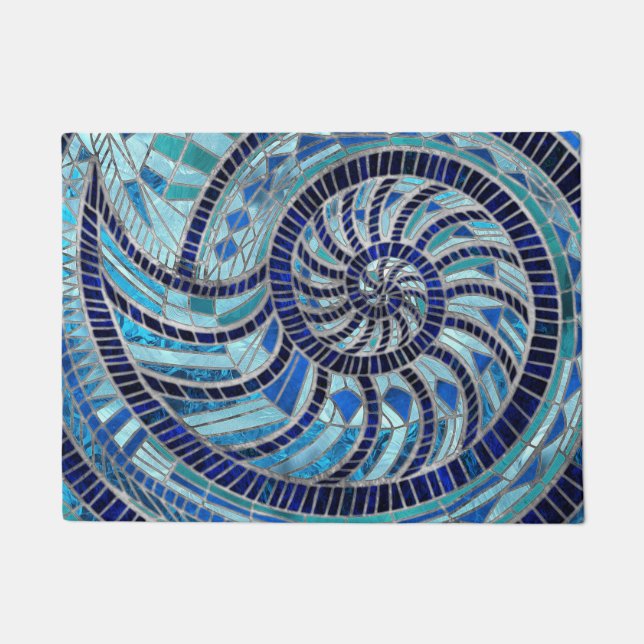 Nautilus Shell mosaic art Doormat (Front)