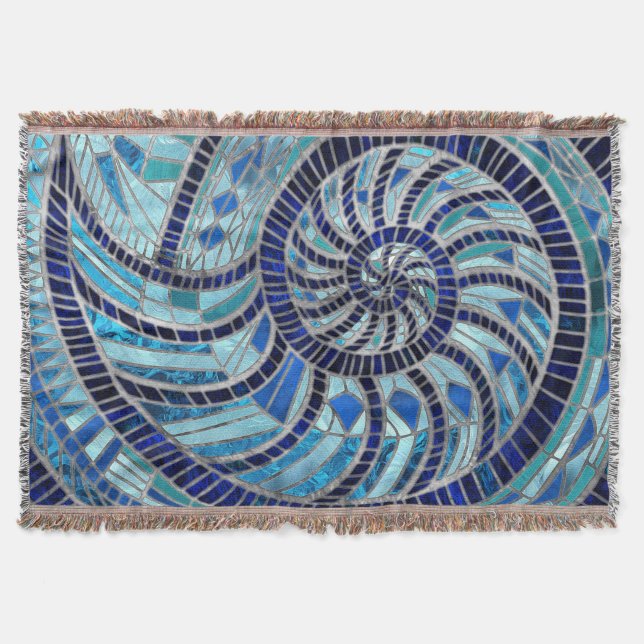 Nautilus Shell mosaic art Throw Blanket (Front)