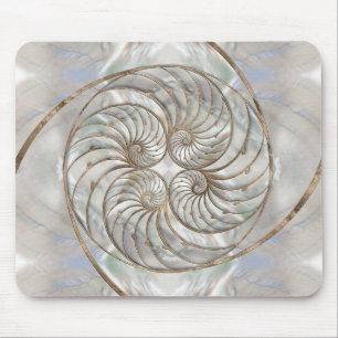 Nautilus Shell - Mother of Pearl and gold Mouse Pad