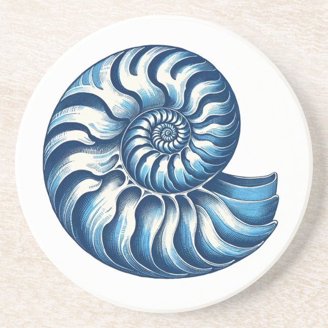 Nautilus Shell Nautical Coaster (Front)