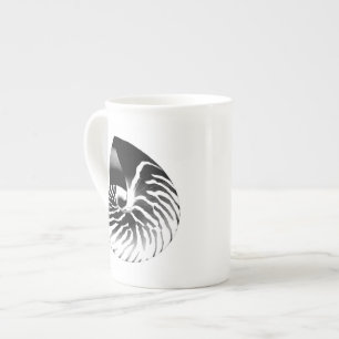 Nautilus shell - navy blue and white bone china mug