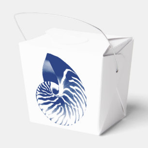 Nautilus shell - navy blue and white favour box