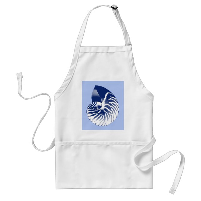 Nautilus shell - navy, white & light blue standard apron (Front)