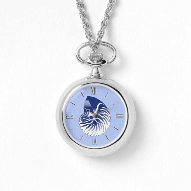 Nautilus shell - navy, white & light blue watch (Front)
