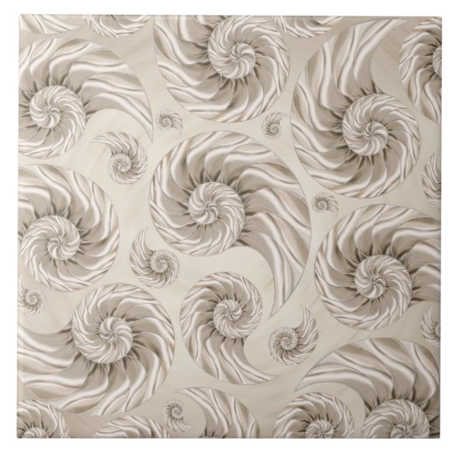 Nautilus Shell Pattern Ceramic Tile (Front)