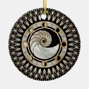 Nautilus Shell - Phases of the moon Ceramic Ornament