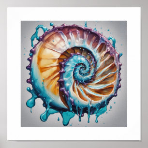 Nautilus Shell Sea World Poster