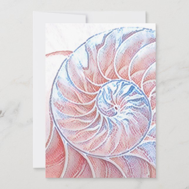 nautilus shell seashell Fibonacci swirl pink Thank You Card (Front)