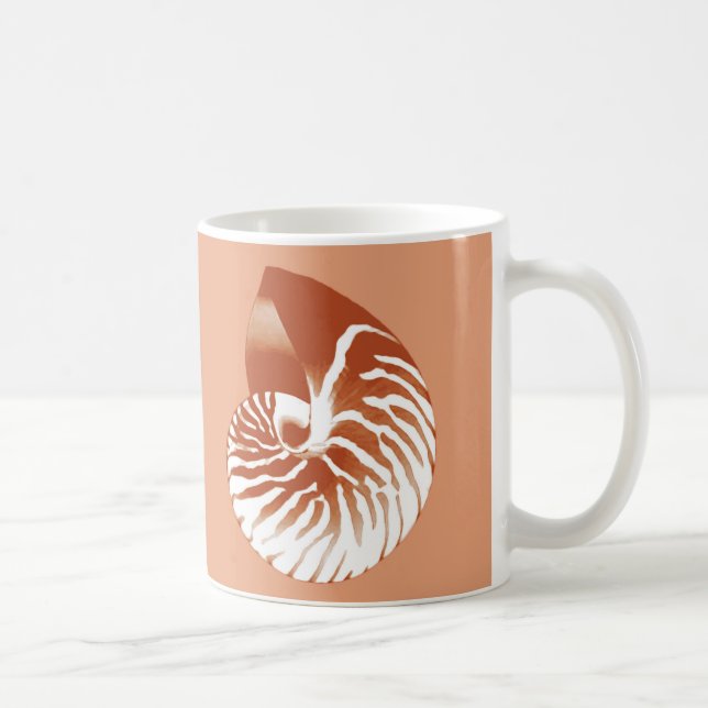 Nautilus shell - terracotta and white coffee mug (Right)