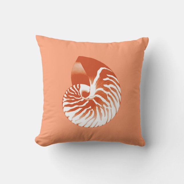 Nautilus shell - terracotta and white cushion (Front)