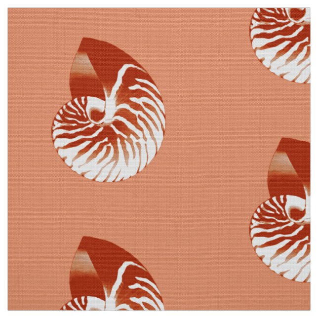 Nautilus Shell - terracotta and white Fabric (Swatch)