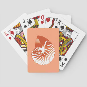 Nautilus shell - terracotta and white playing cards