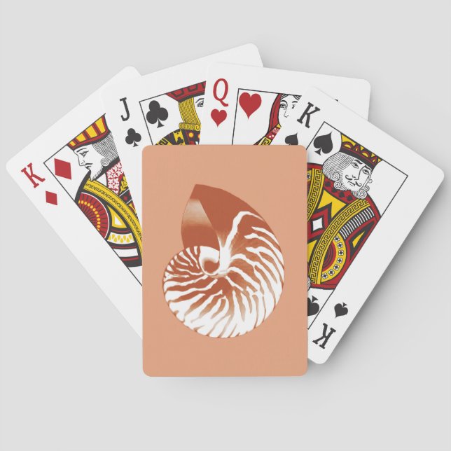 Nautilus shell - terracotta and white playing cards (Back)