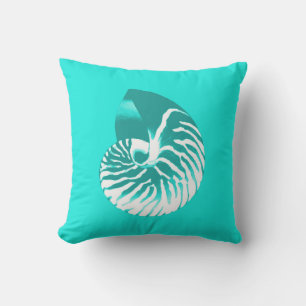 Nautilus Shell - Turquoise and Aqua Cushion