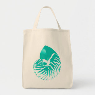 Nautilus shell - turquoise, aqua and white tote bag