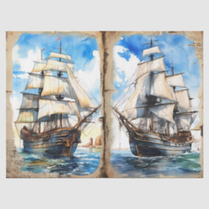 Nautis Ocean Ship in Watercolor Tissue Paper
