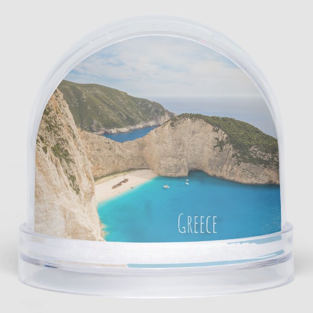 Navagio Beach Greece – Shipwreck Cove Travel Snowglobe (Front)