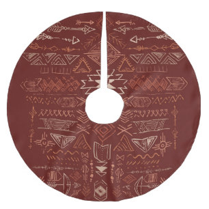 Navajo Aztec: Ethnic Doodle Pattern. Brushed Polyester Tree Skirt
