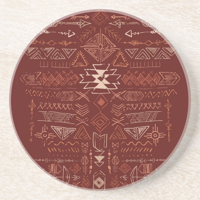 Navajo Aztec: Ethnic Doodle Pattern. Coaster (Front)