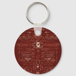 Navajo Aztec: Ethnic Doodle Pattern. Key Ring