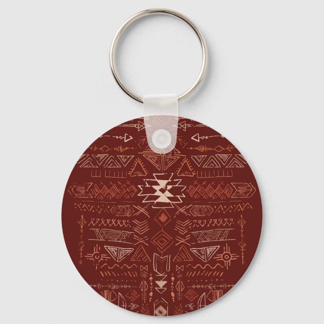Navajo Aztec: Ethnic Doodle Pattern. Key Ring (Front)