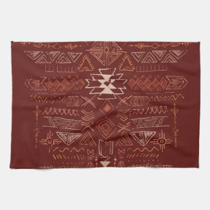Navajo Aztec: Ethnic Doodle Pattern. Tea Towel