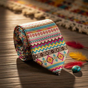Navajo Aztec Tribal Native American Pattern Tie