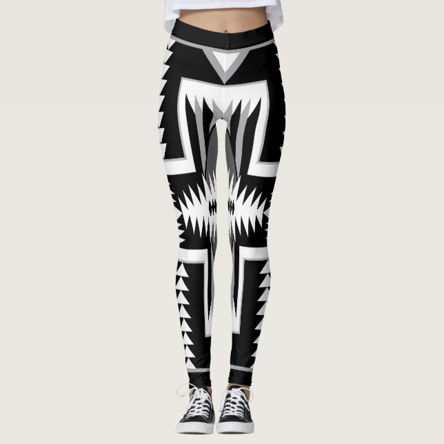 Navajo Black & Grey Leggings (Front)