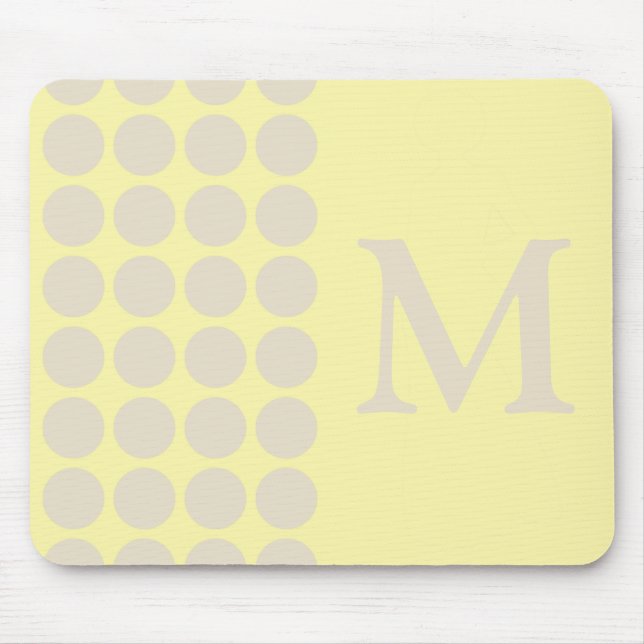 Navajo Cream Neutral Dots with monogram Mouse Pad (Front)
