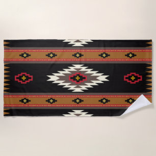 Navajo Design 7 Bandanna Beach Towel