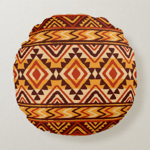 Navajo Ethnic Ornament: Vintage Seamless Round Cushion