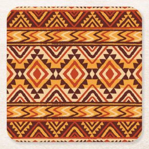 Navajo Ethnic Ornament: Vintage Seamless Square Paper Coaster