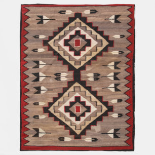 NAVAJO FEATHER PATTERN TAPESTRY 1900 reprint     Fleece Blanket