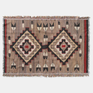 NAVAJO FEATHER PATTERN TAPESTRY 1900 reprint Throw Blanket