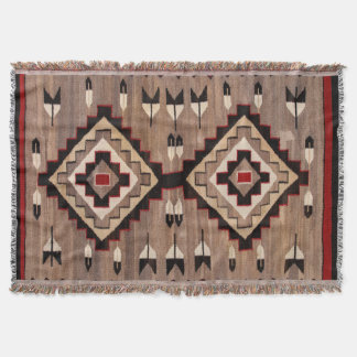 NAVAJO FEATHER PATTERN TAPESTRY 1900 reprint Throw Blanket