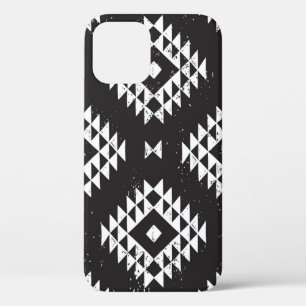 Navajo Geometric: Black White Tribal. iPhone 12 Case