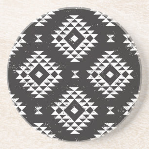 Navajo Geometric: Black White Tribal. Coaster