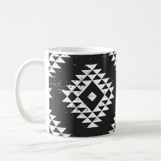 Navajo Geometric: Black White Tribal. Coffee Mug