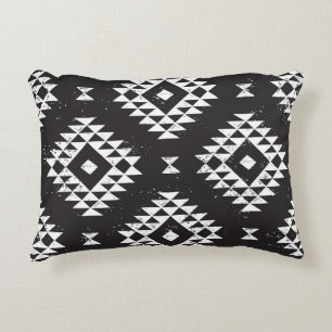 Navajo Geometric: Black White Tribal. Decorative Cushion