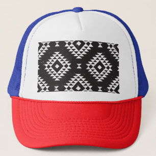 Navajo Geometric: Black White Tribal. Trucker Hat