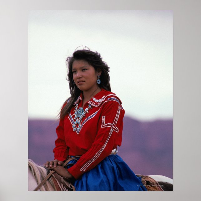 Navajo Girl on Horseback Poster (Front)