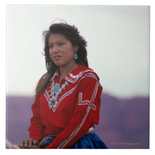 Navajo Girl on Horseback Tile