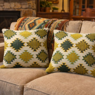 Navajo Green And Brown Cushion
